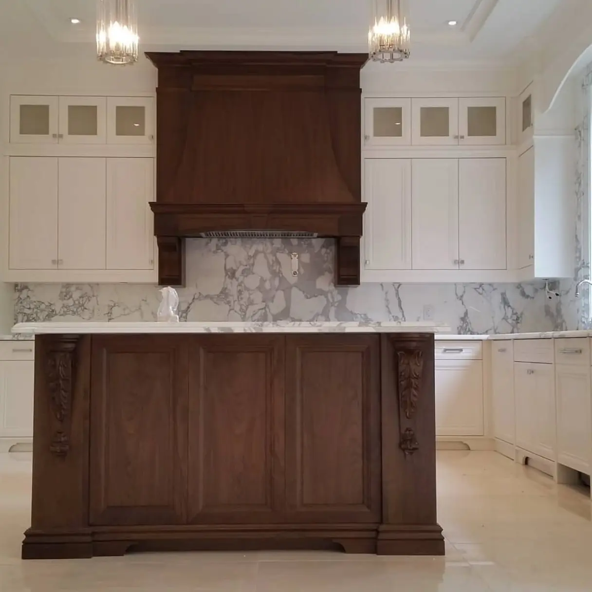 Traditional kitchen with crown moulding cabinetry by Pine Kitchen Design